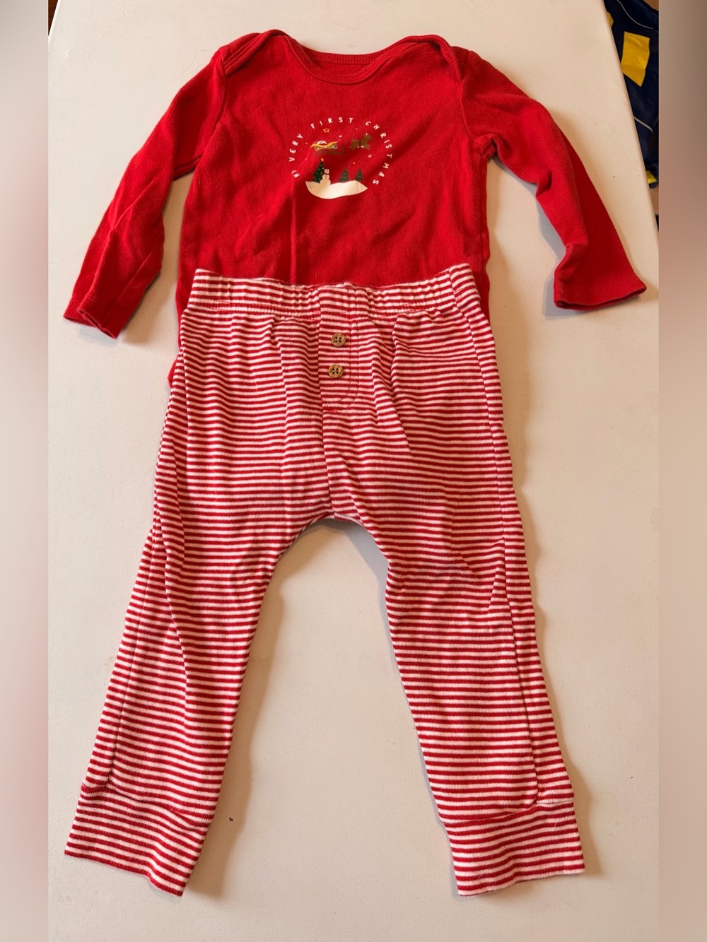 Carter's 12M My Very First Christmas 2pc Set Red Bodysuit